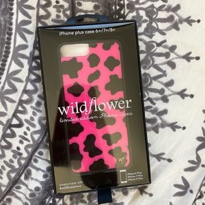 pink cow print wildflower phone case
